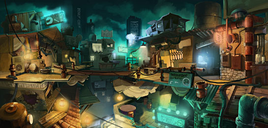 Flooded Chinatown concept art